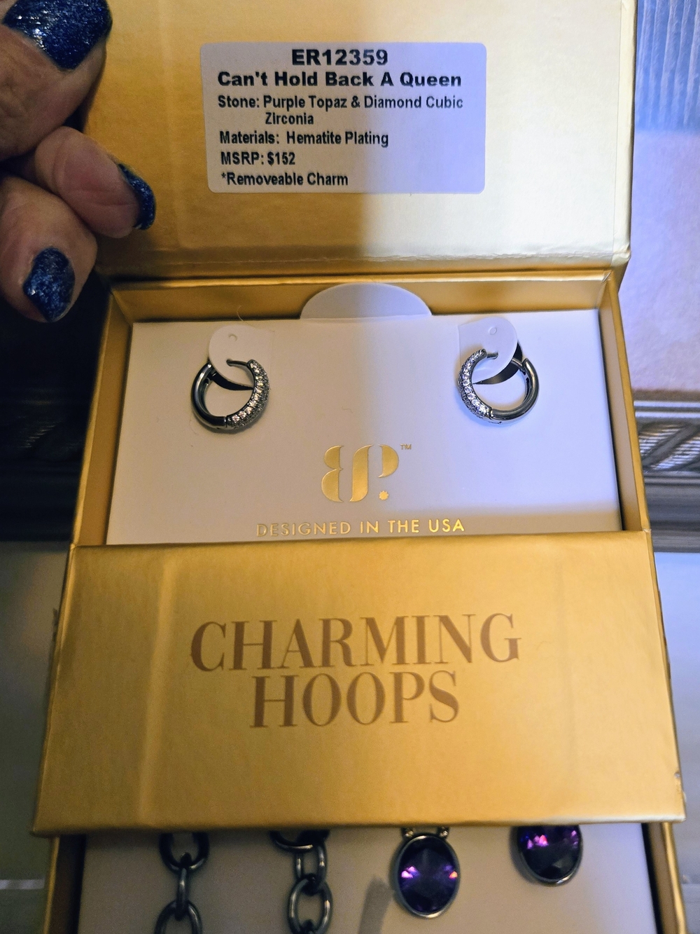 Silver Hoop Earrings with Clear Cubic Accents